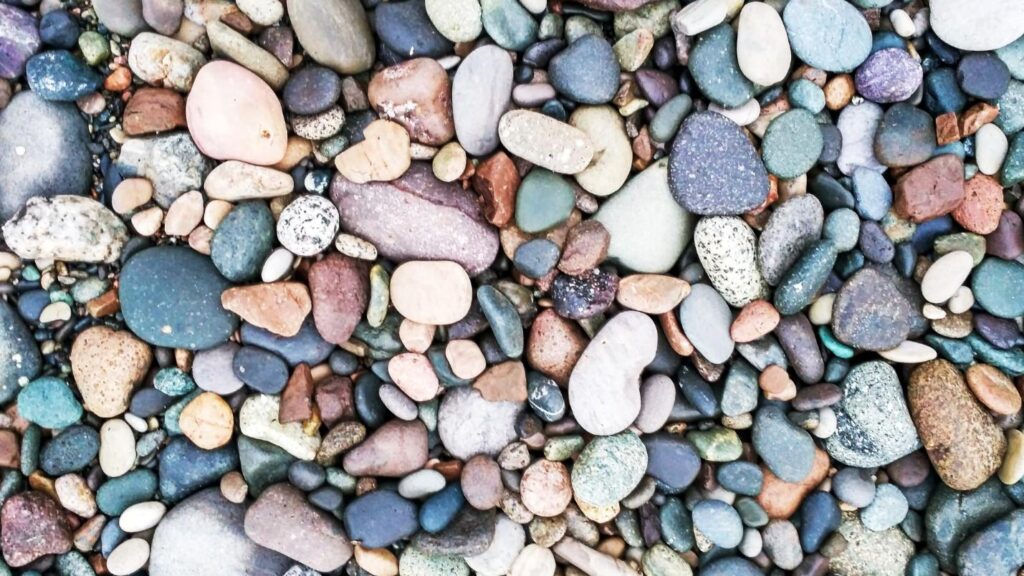 A pile of various colored landscaping rocks.